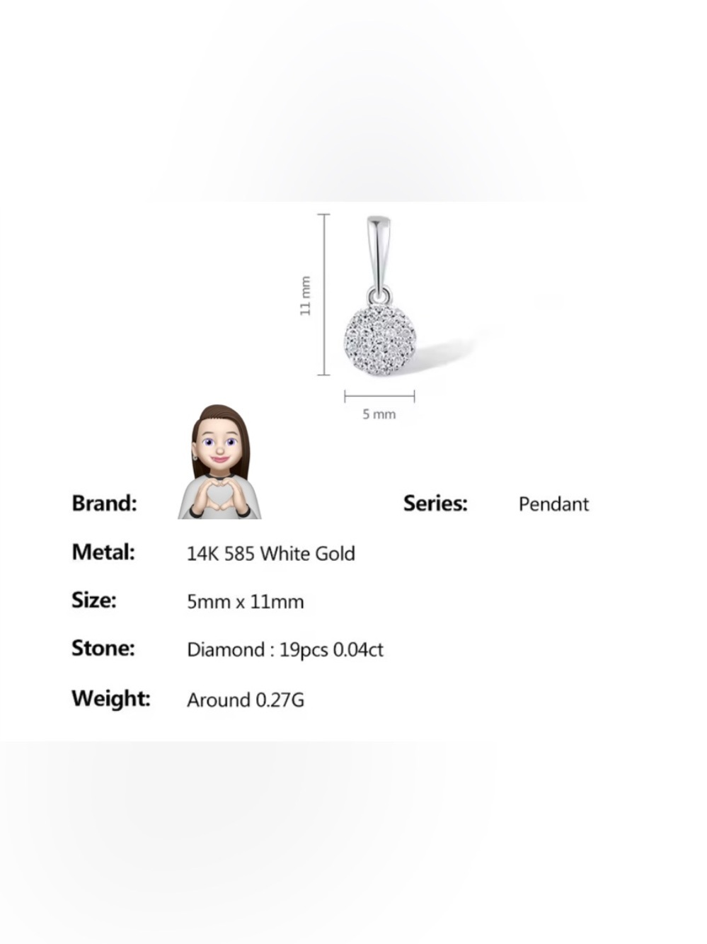 14 K Gold & Diamonds 💎 Pavé Disc Pendant - Picture 3 of 5